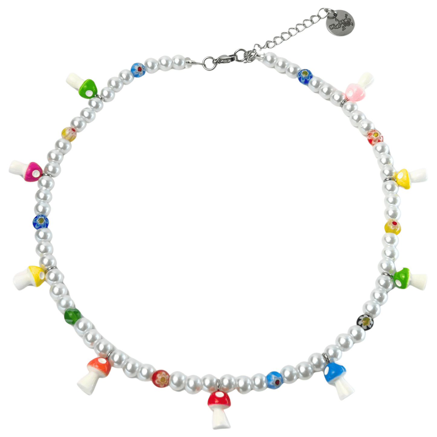 Dancing Rainbow Mushroom Necklace