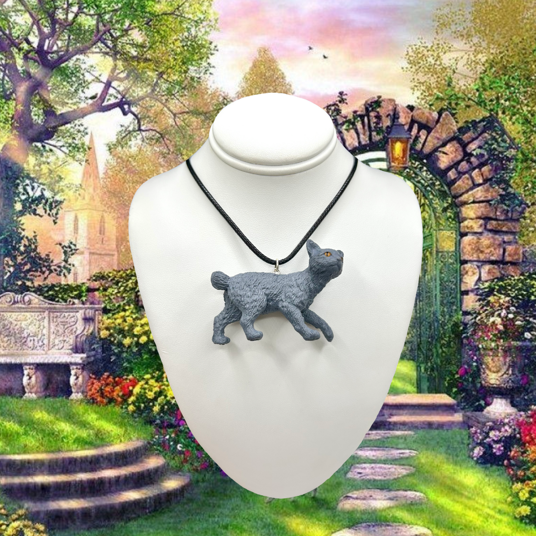 Manx Grey Cat Necklace