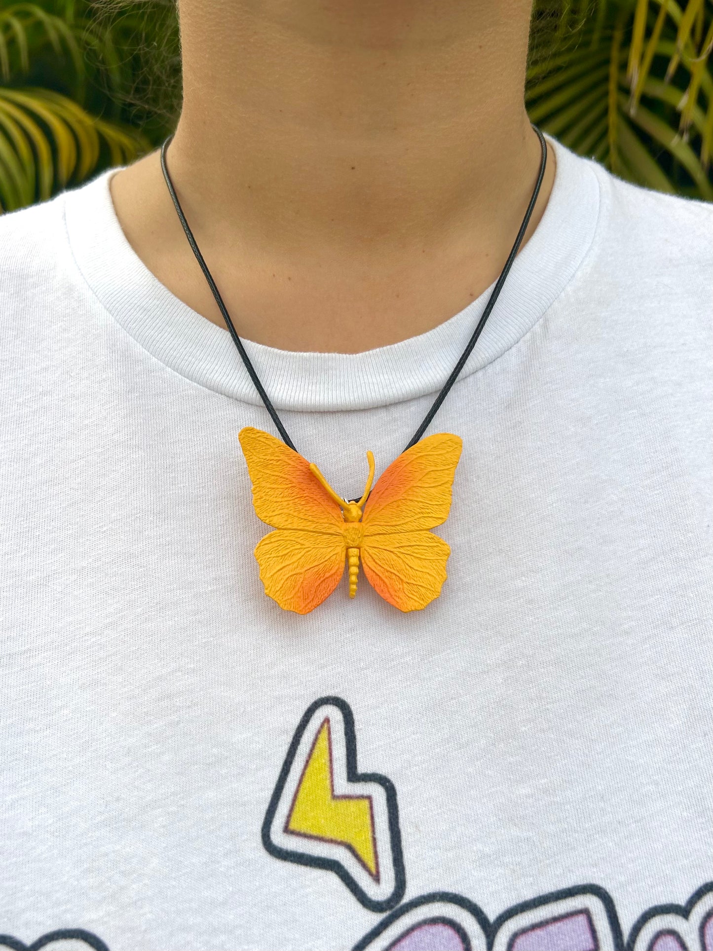 Orange Butterfly Necklace