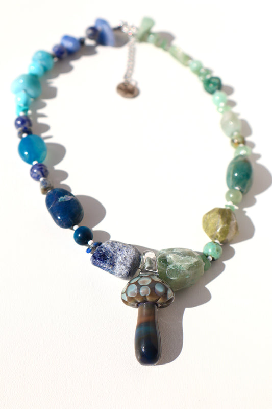 Glass Mushroom Grounded Earth Necklace