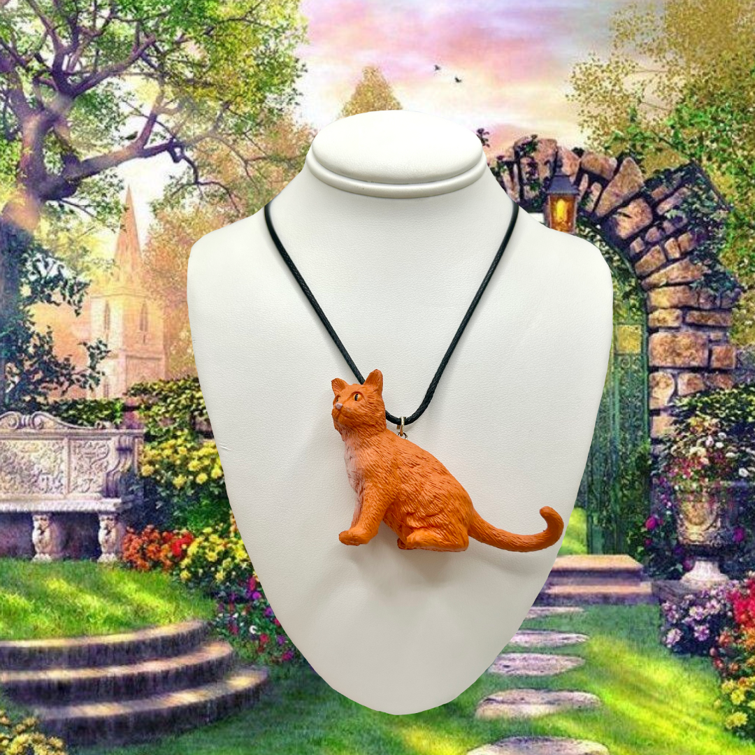Abyssinian Orange Cat Necklace