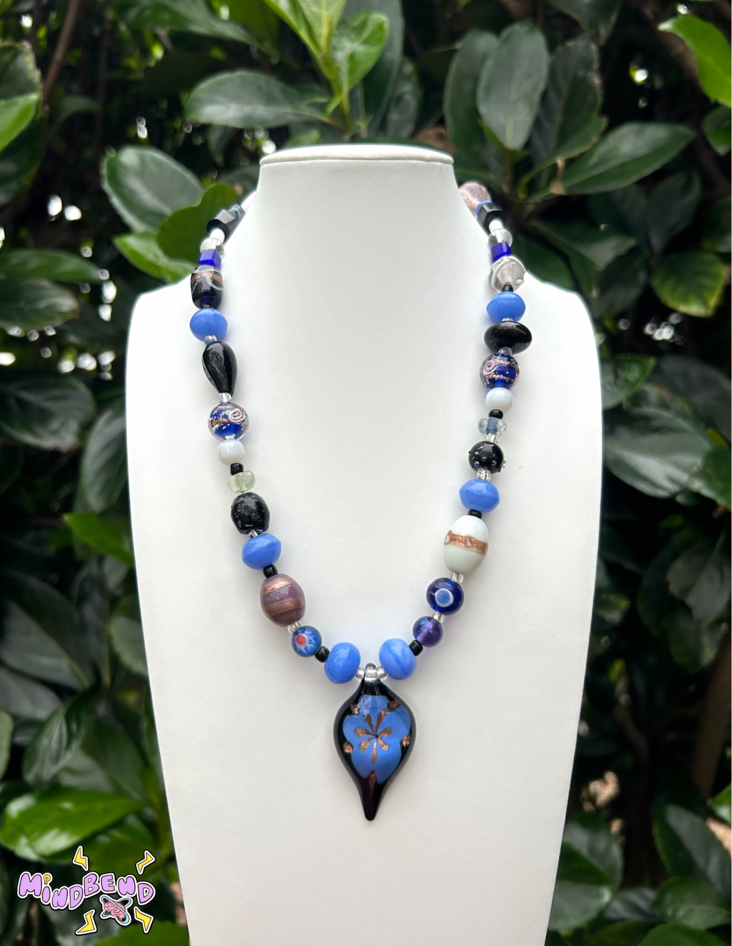 "Elegant Blue" Glass Blown Necklace (1/1)