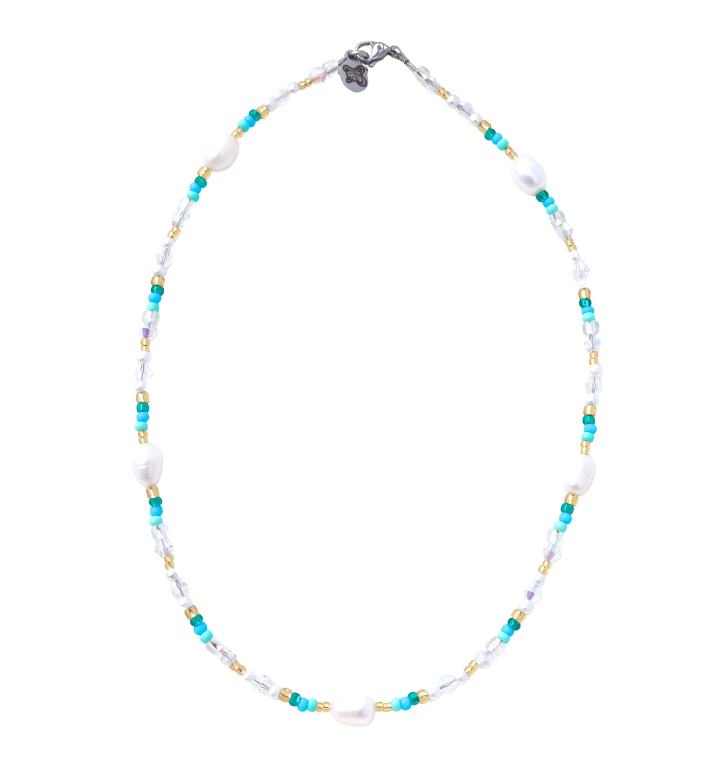 Ombre Blues+Gold Pearl Necklace