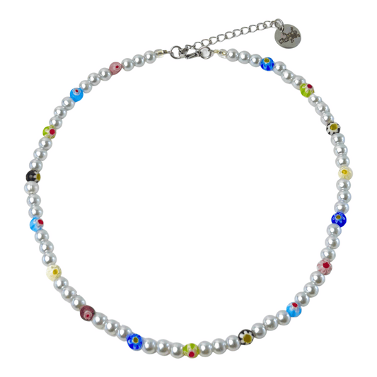 Millefiori Pearl Necklace
