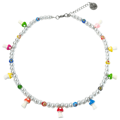 Dancing Rainbow Mushroom  Necklace