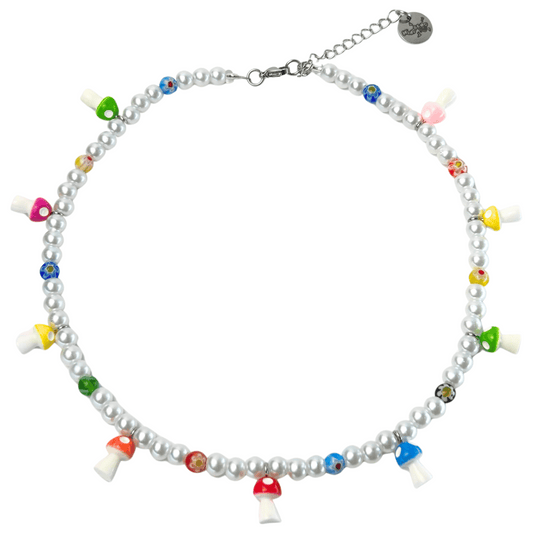 Dancing Rainbow Mushroom  Necklace