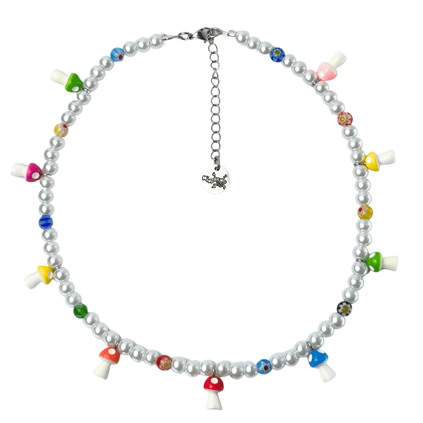 Dancing Rainbow Mushroom  Necklace