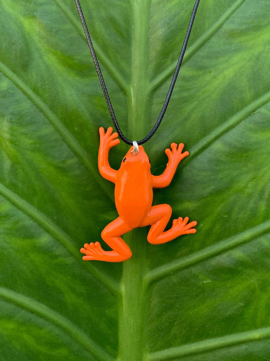 Golden Mantella Orange Frog Necklace