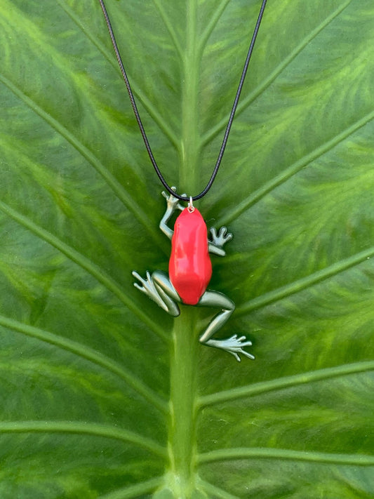 Sira Green/Red Poison Dart Frog Necklace